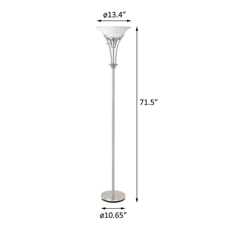 71-inch Frosted Torchiere Floor Lamp Brushed Steel