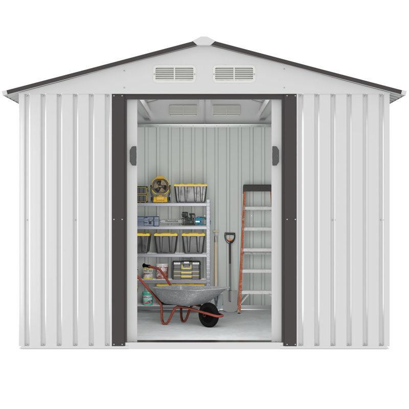 Remise de rangement en métal, Brun café, L 100,8 po x P 80,4 po x H 75,59 po
