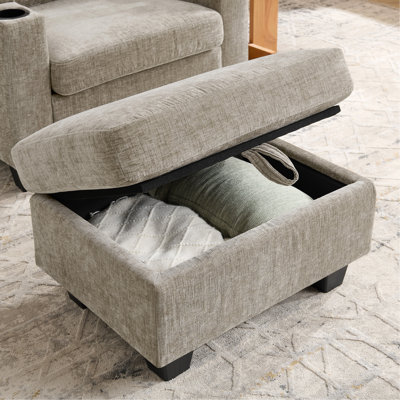 Single Sofa recliner with manually adjustable backrest,USB charging port on the armrest side,phone stand included,hidden armrest storage,and a matching storage ottoman-Brown
