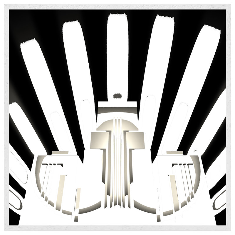 Athalee Art Deco Skyscraper In Black & White - Single Picture Frame Print, 31cm H x 31cm W x 4cm D, Black Framed