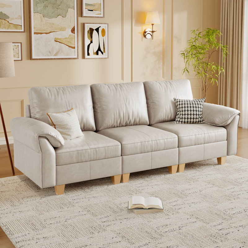 Canapé modulaire 96 po à 3 places avec rangement 96 po, gris, Grège