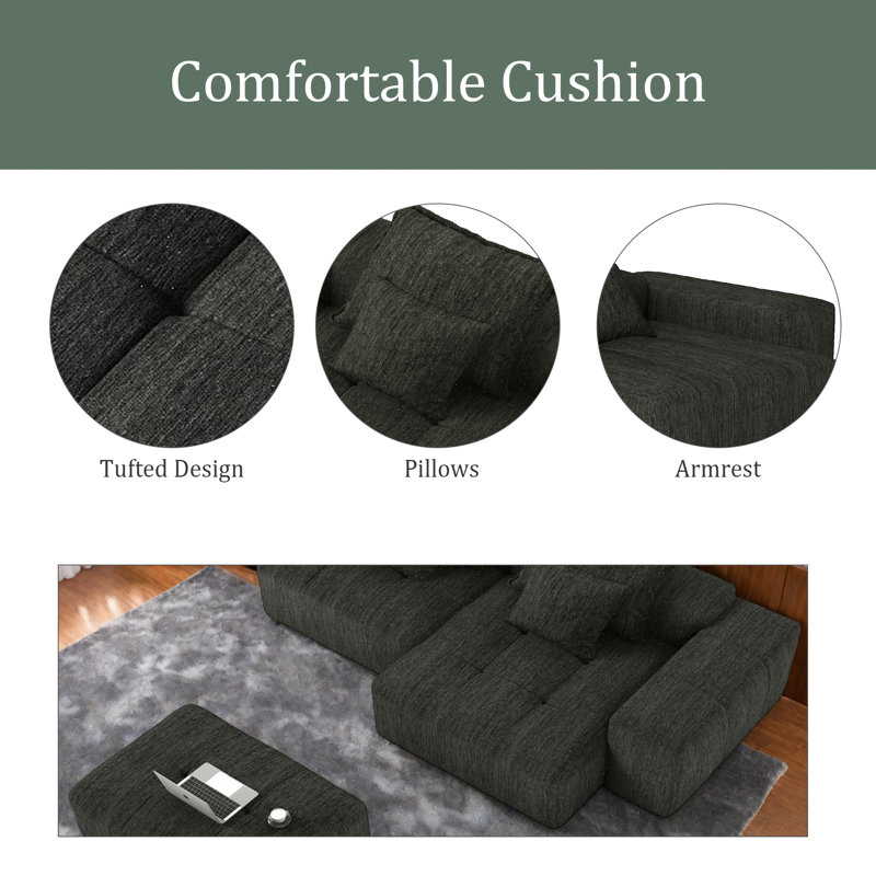 Canapé modulaire surdimensionné Modern, Chenille noir
