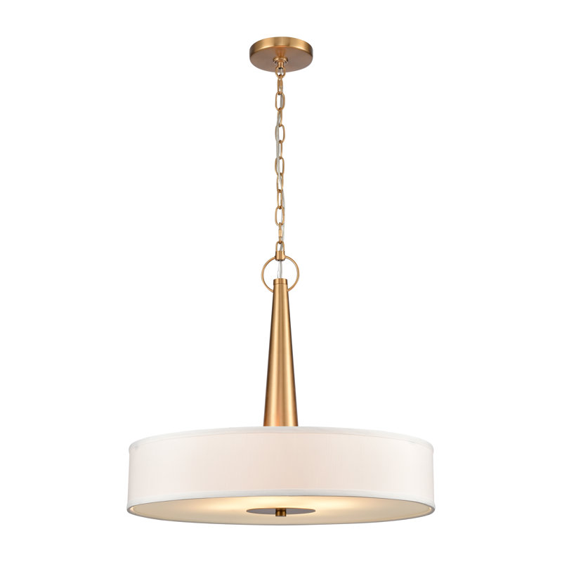 Luminaire suspendu large 4 lumières Leo - 22 po - or brossé, Doré