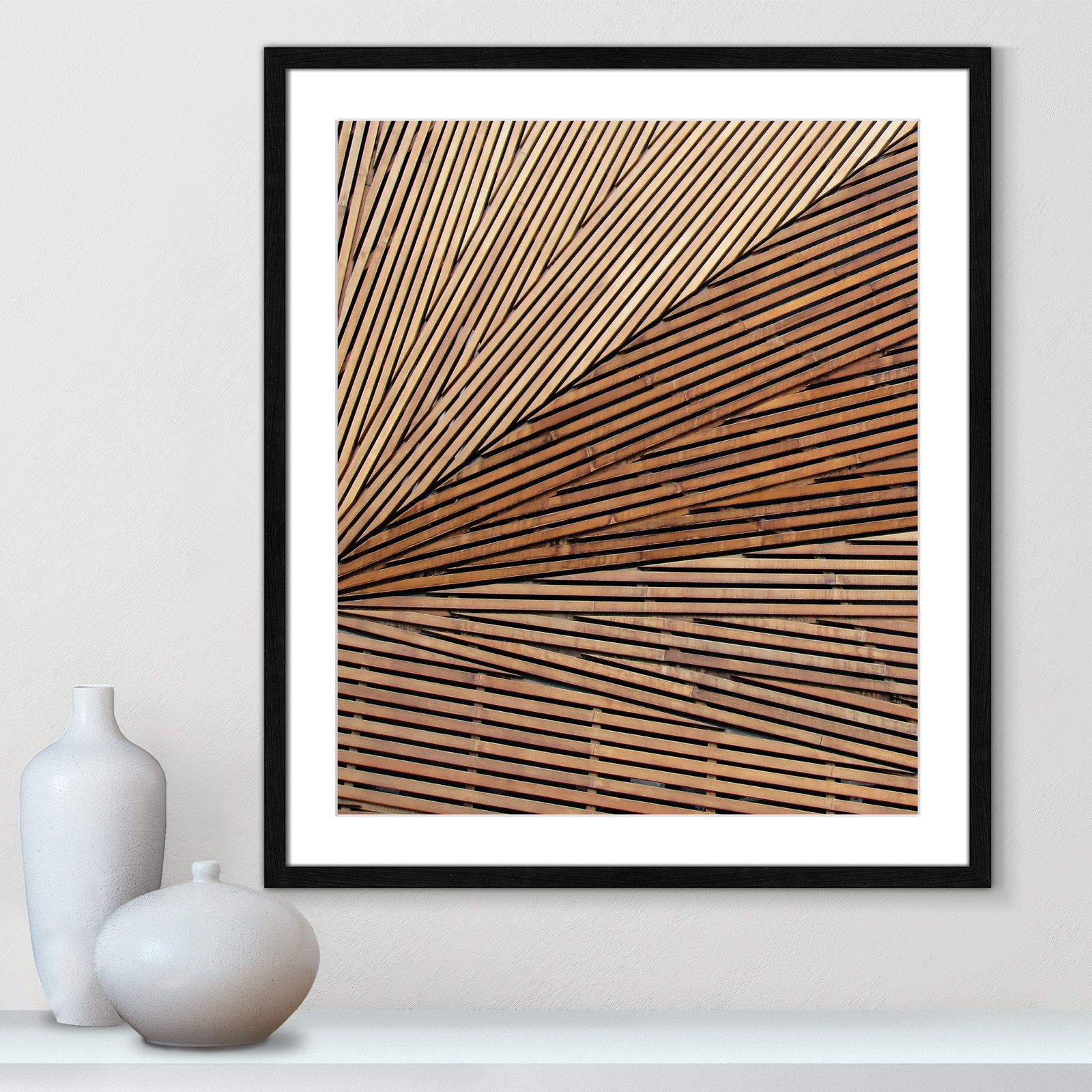 Fayette "Geometric Wood Panel 1" Print, Black Wood Grain, 25.5" H x 21.5" W x 0.75" D