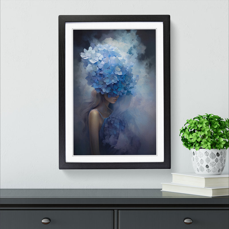 Hydrangea Conceptual - Framed Print, Black , 64cm H x 46cm W x 2cm D