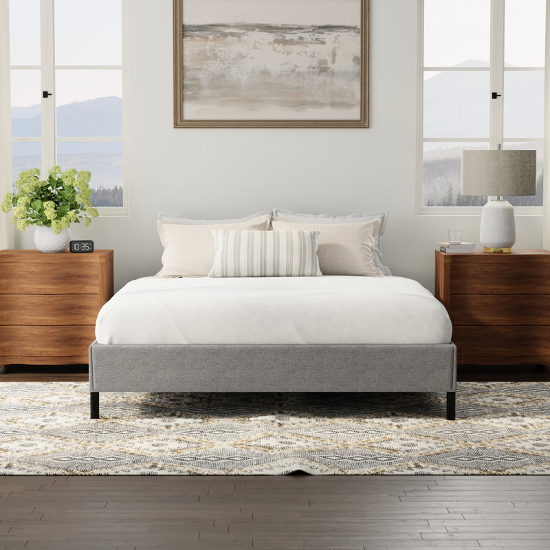 Sommier simple noir et gris avec sommier tapissier robuste, peut être utilisé avec ou sans pieds, temps d'assemblage rapide, s'adapte à toutes les dimensions standard, poids de 1000 lb - capacité de charge,