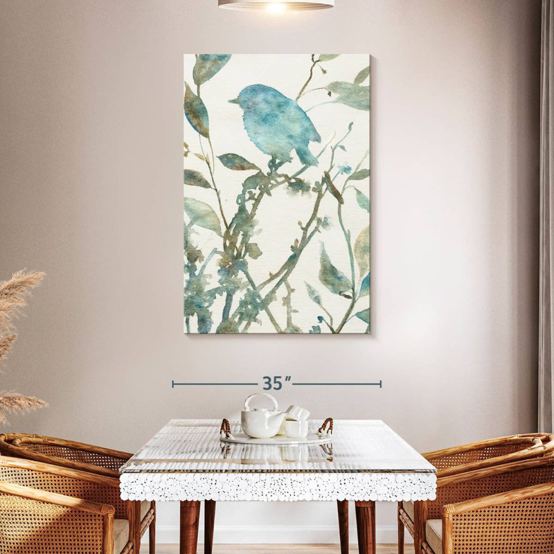 Silhouette d'oiseau bleu sarcelle Brampt II, H 48 po x l 32 po