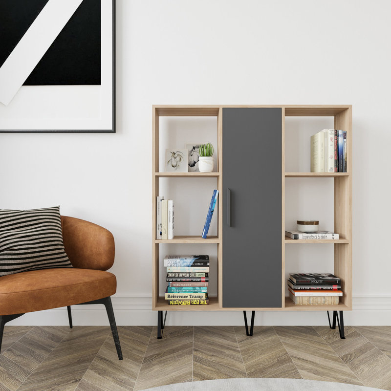 Reynaud Storage Bookcase, Oak/Anthracite