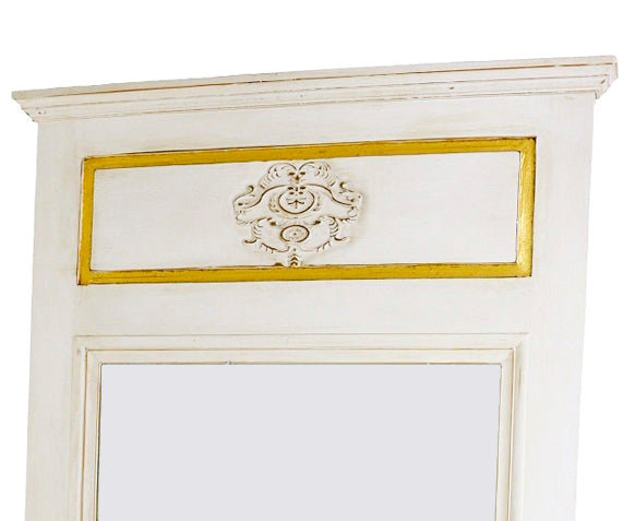 Grayson Flat Solid Wood Wall Mirror, Soft White/Gold Accent