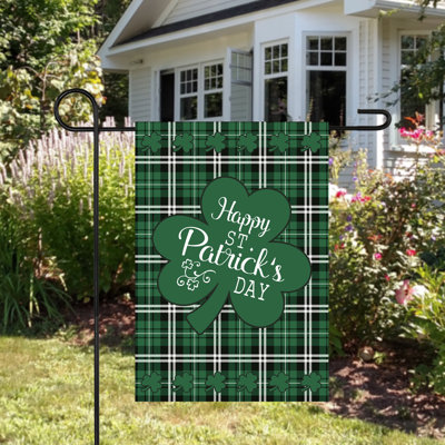Drapeau de jardin en tissu écossais Happy St. Patrick's Day 12,5 po x 18 po