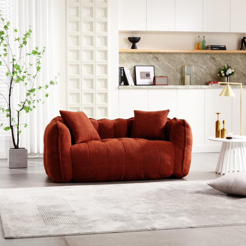  Causeuse capitonnée Bean Bag, Chenille brun rouge