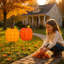 Ensemble de panneaux de jardin citrouille : Décoration de jardin d'automne durable - Fabriqué aux États-Unis