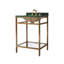 Meuble-lavabo de salle de bain en marbre vert 24 po avec lavabo, structure en acier inoxydable doré, dosseret et tablette de rangement en verre