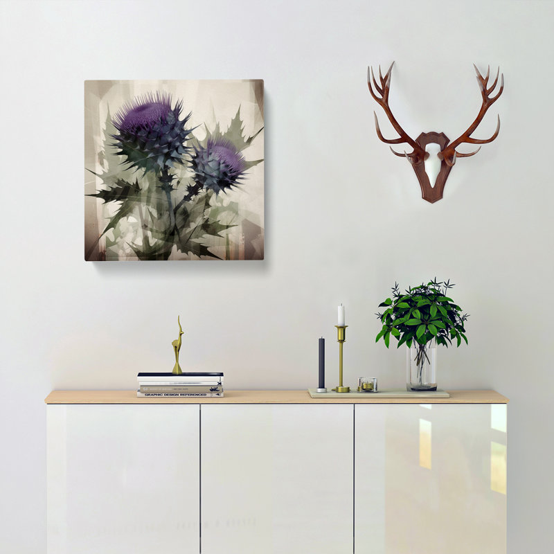 Thistle Constructivism - Wrapped Canvas - Framed Print