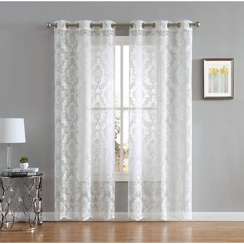 Lisa Semi Sheer Curtain Pair, Ivory, 38" W x 108" L