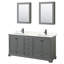 Ensemble de meuble-lavabo double autoportant Deborah avec plateau en quartz et miroir-92725545-92725546-92725547