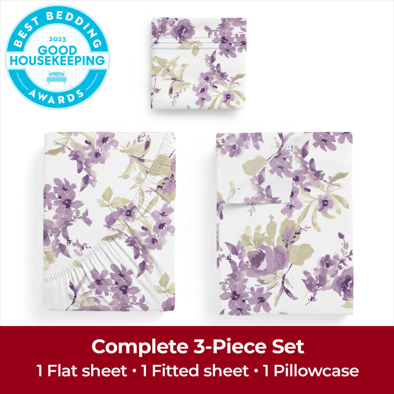 Mellanni 1800 Bed Sheet Set With DEEP Fitted Sheet Twin Madison Purple, Twin Sheet Set with 2 Pillowcases