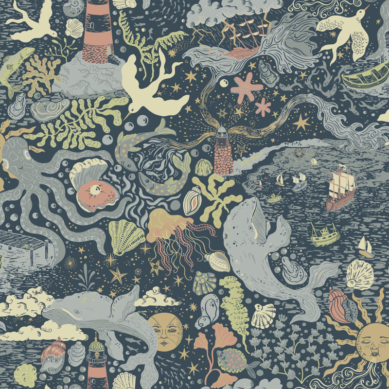Galerie Resan Havet Nautical Wallpaper, Dark Blue