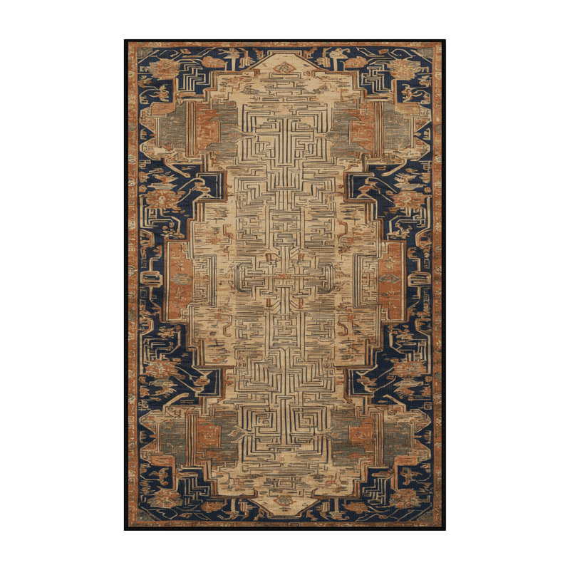 Machine Washable Art Deco Brown Area Rug, Runner 2' x 4'