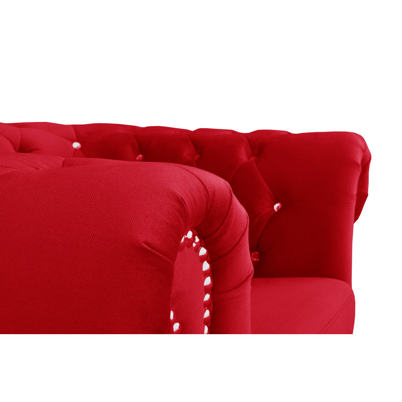Sade Upholstered Chesterfield Chair, Red