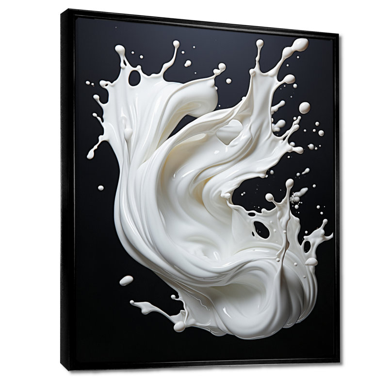 Art liquide noir et blanc - encre liquide, art mural abstrait, Toile avec cadre flottant noir, H 40 po x l 30 po x P 1,5 po