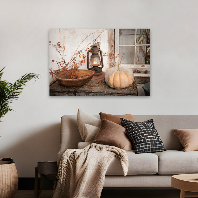 Bolsweet bol - ferme moderne, décor rustique rétro, récolte d'automne, art de lanterne rétro, H 32 po x l 48 po