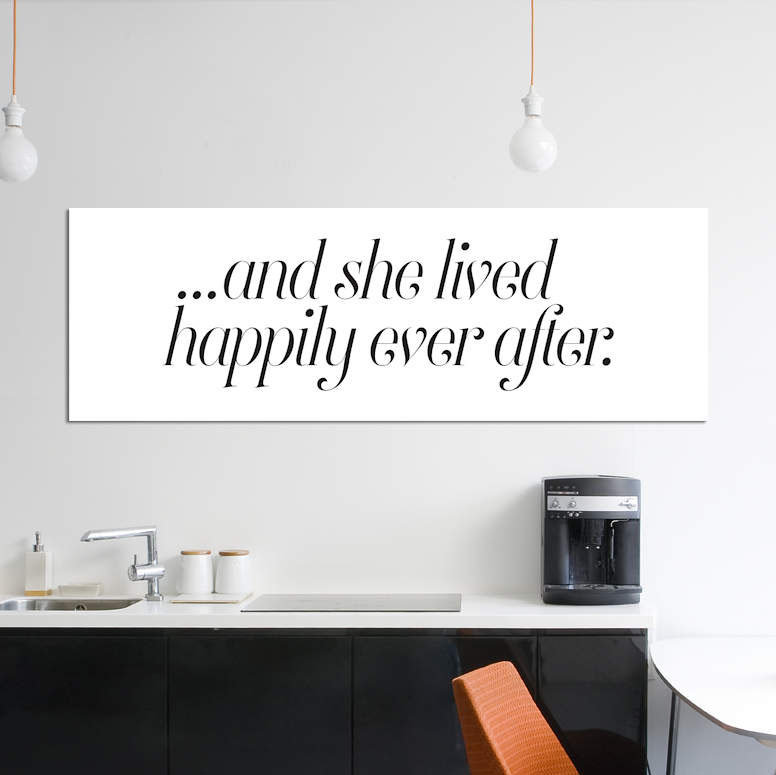 «Happily Ever After», impression sur toile, H 12 po x l 36 po x P 1,5 po, Toile avec cadre noir