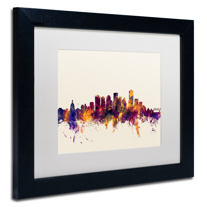 "edmonton canada horizon" , impression encadrée, H 11 po x l 14 po x P 0,5 po, Blanc mat