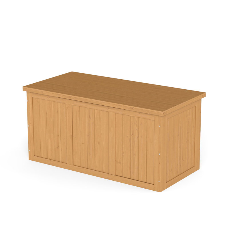Table de rangement en bois massif 67 gallons avec siège et table en bois massif pour coussins, jouets et outils, Marron clair