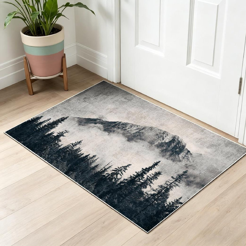 Tapis blanc lavable à la machine Mountain