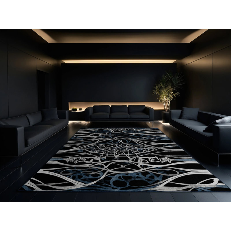 Midnight Blossom Rug, Square 8'