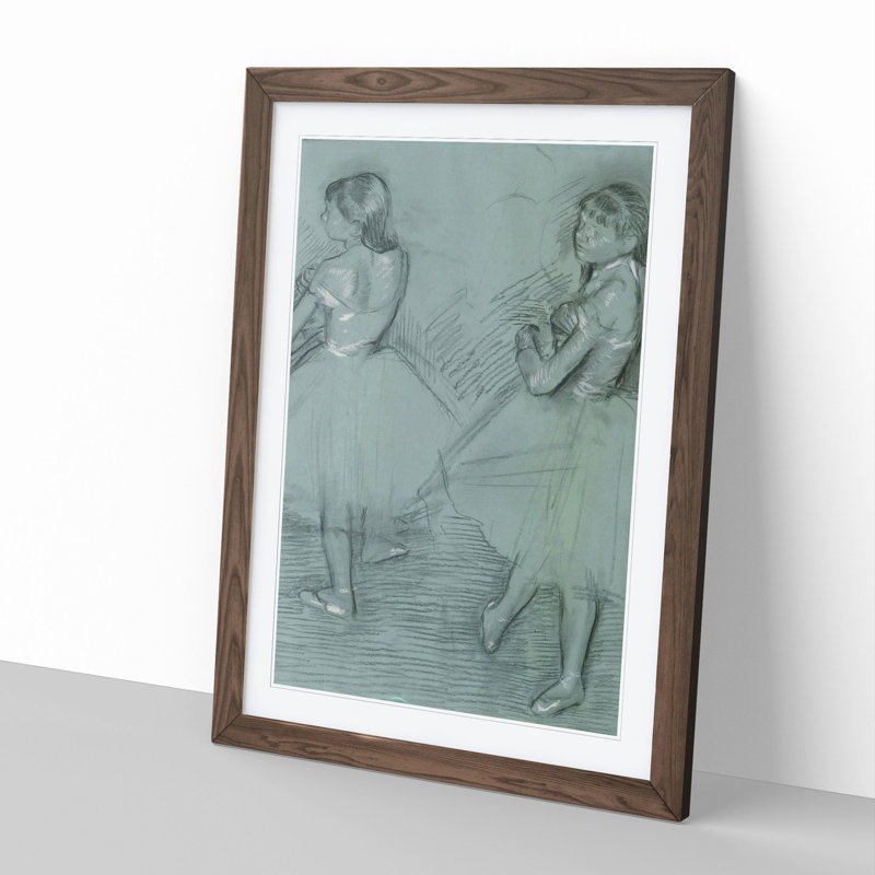 Study of Ballet Ballerina Dancers Vol.2 by Edgar Degas - Picture Frame Painting, 48cm H x 36cm W x 2cm D, Walnut Framed