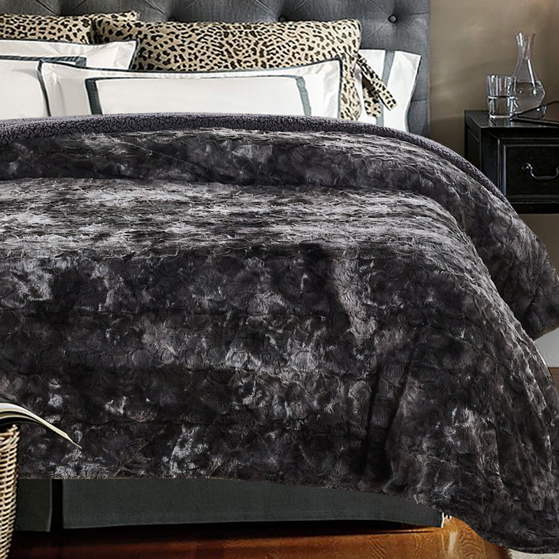 Couverture tissée , Gris, L 70 po x L 60 po