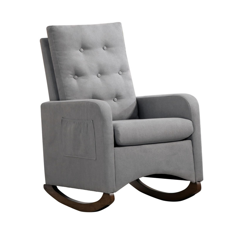 Chaise berçante en tissu Teddy, Grey