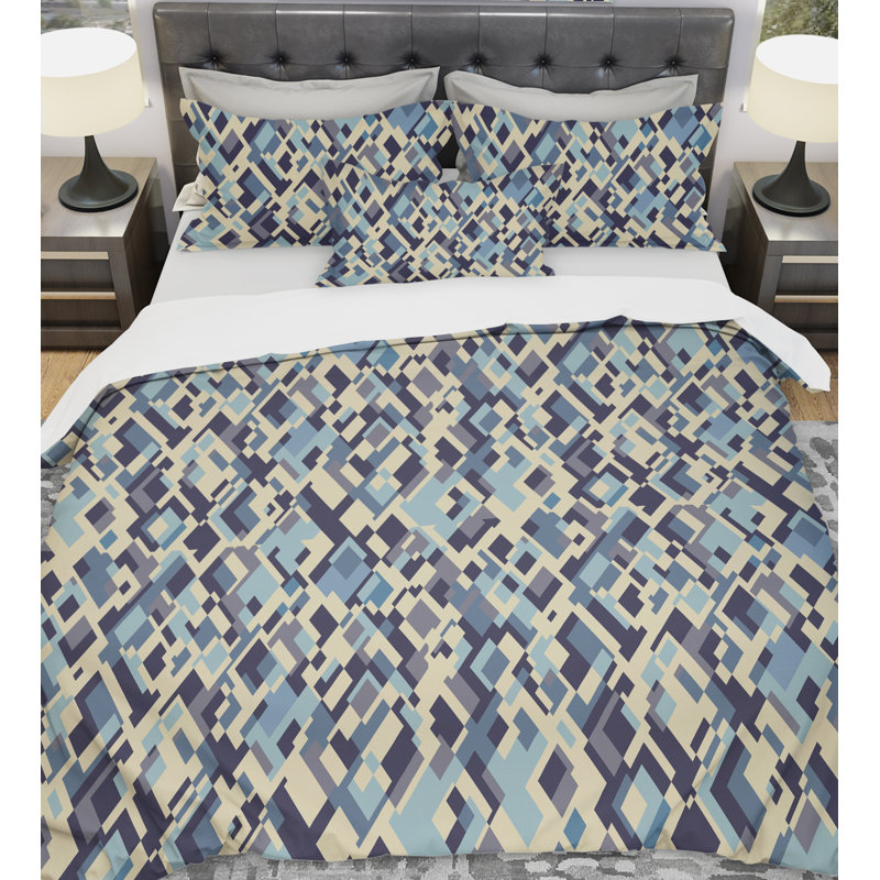 Ensemble de housse de couette designart rhombuses, Housse de couette très grand + 2 taies décoratives