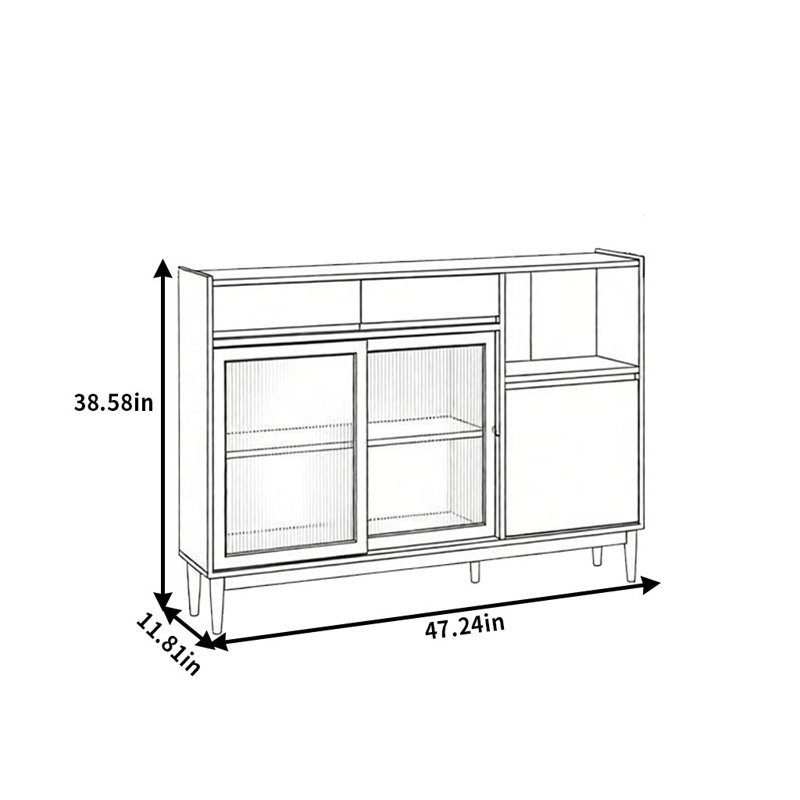 Simple And Small Sideboard, Burlywood, 38.58" H x 47.24" W x 11.81" D