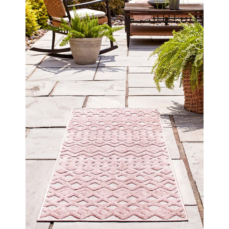 Tapis intérieur / extérieur rose Griffie, Tapis de couloir 2 pi x 6 pi