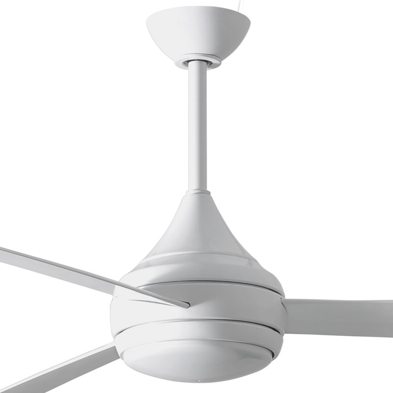 Donaire LED Outdoor Downrod Ceiling Fan, Gloss White, Gloss White