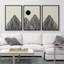 Art mural Mid-Century moderne bohème minimaliste abstrait montagne soleil encadré sur toile, 3 pièces-1273325219-1220743036