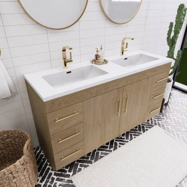 EA2- 60'' SINGLE Sink England Oak Modern Bathroom Vanity W/6 Drawers a –  Elsa Bath Inc