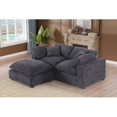 Caylob 3 - Piece 79.6" Upholstered Sofa Loveseat Couch With Ottoman by Latitude Run