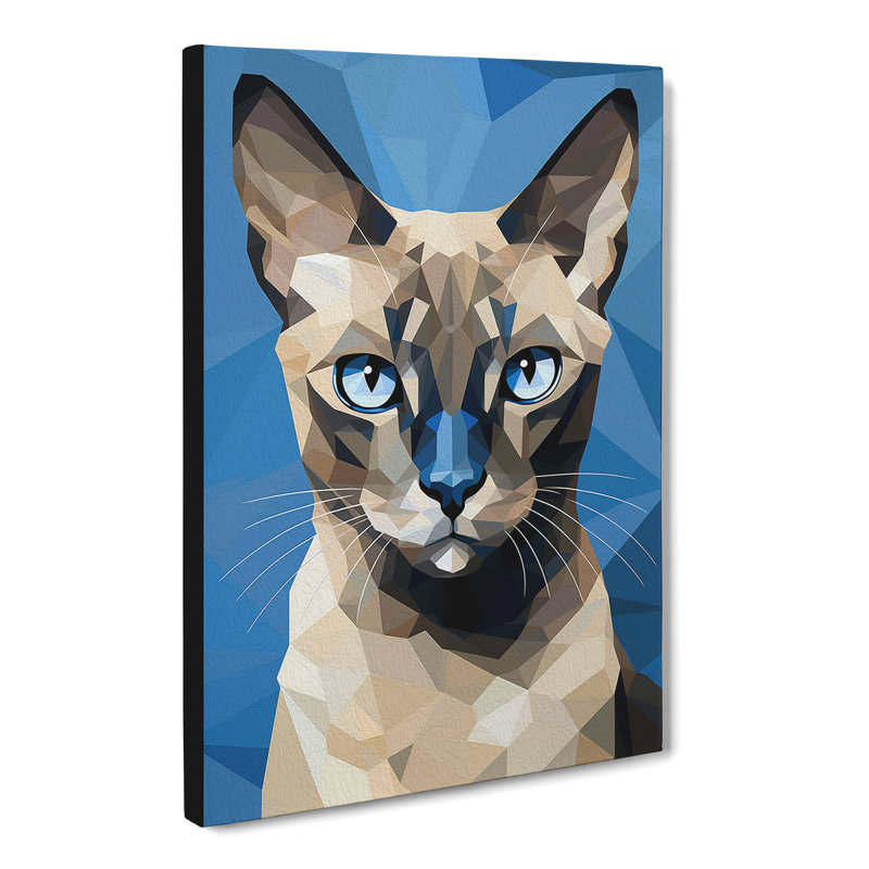 Siamese Cat Cubism - Wrapped Canvas, 60cm H x 40cm W x 3cm D
