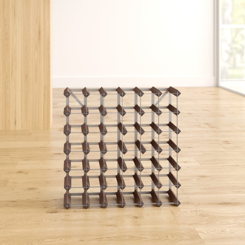 Liddle 42 Bottle Floor Wine Bottle Rack, Natural Pine / Black Steel