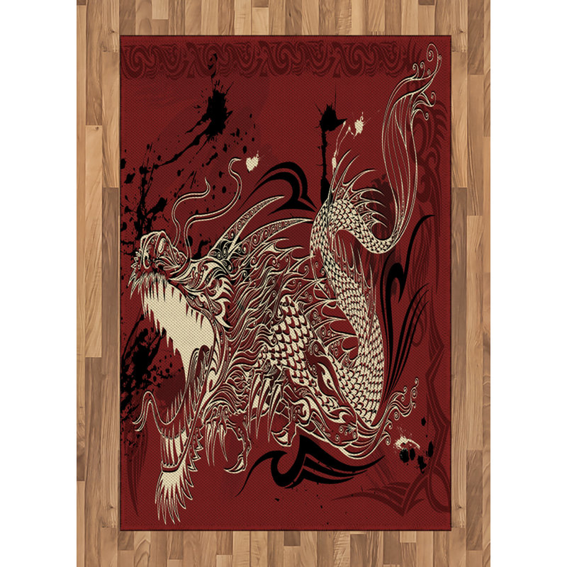 Dragon Eastern High Density Long Fiber Poly Threads Decorative Area Rug Carpet, Rectangle 4' x 5'8"