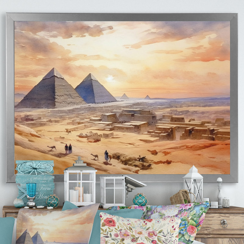 Décoration murale «Désert historique», H 30 po x l 40 po x P 1,5 po, Cadre simple argenté