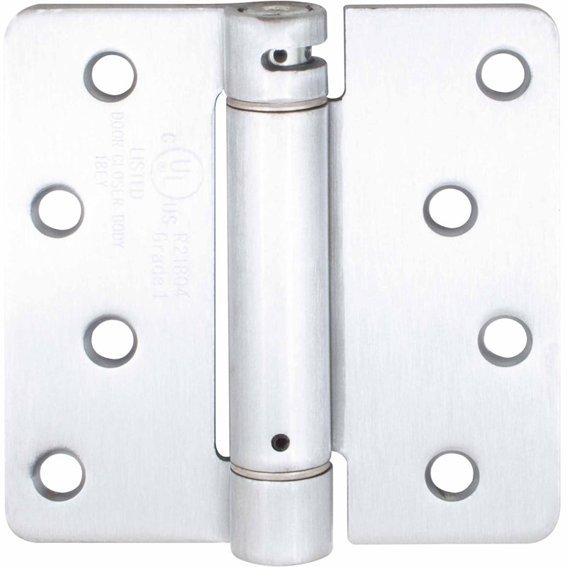 Charnière de porte simple à ressort H 5 po x l 2,6 po, Chrome satiné