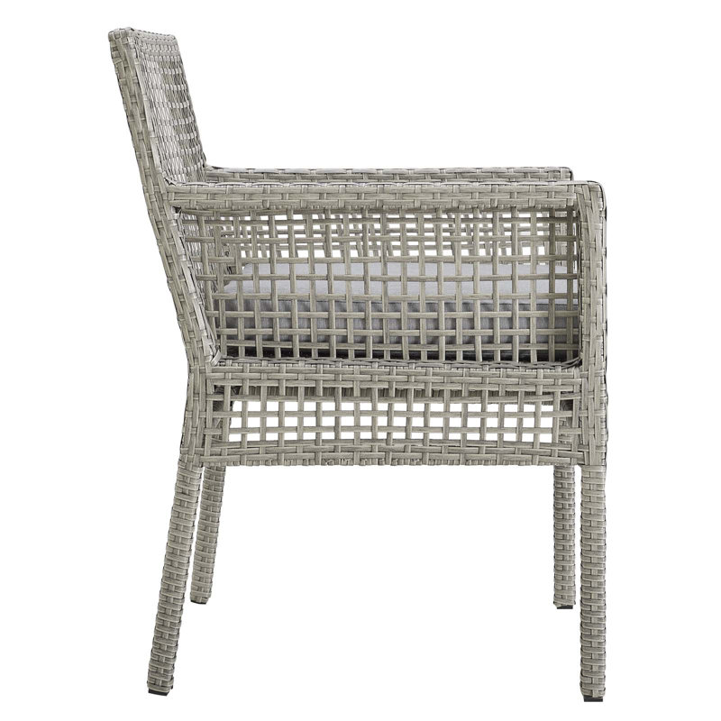 Gray Wicker Rattan Outdoor Dining Armchair Set of 4