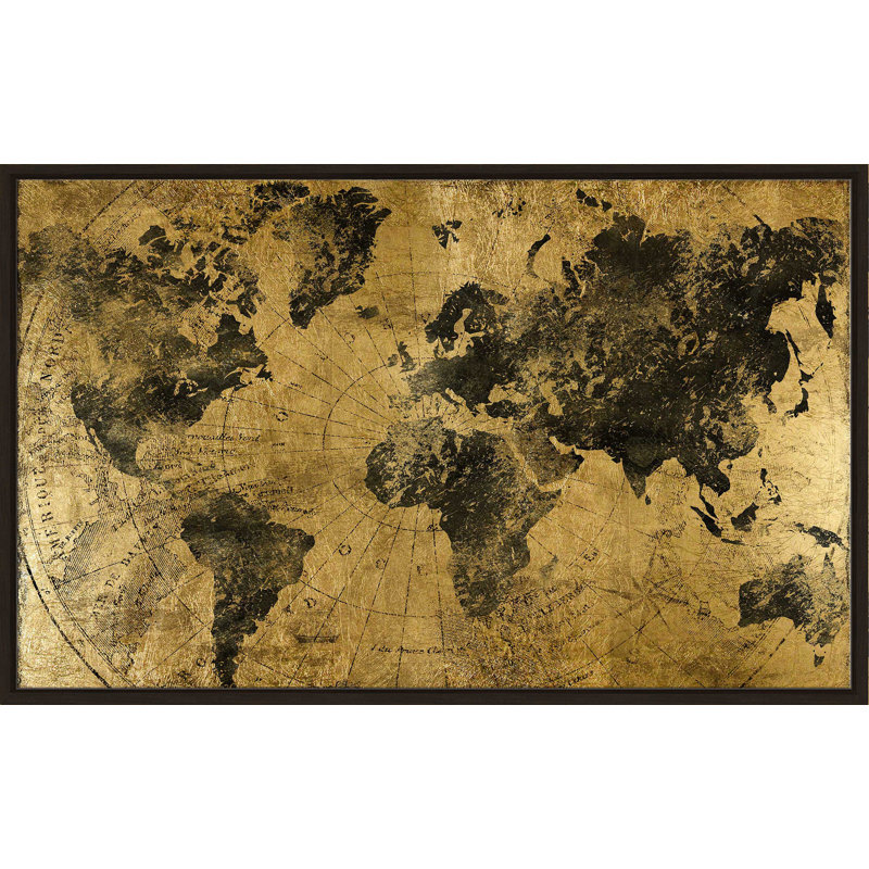 Golden Atlas par - impression, H 27,5 po x l 43,5 po x P 2 po, Cadre flottant espresso
