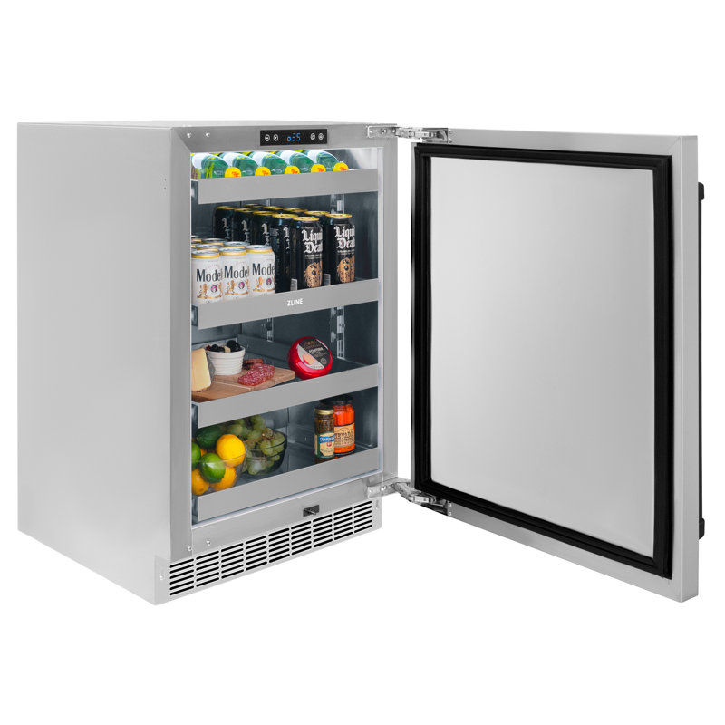 ZLINE Autograph Edition 24 in. Touchstone 151 Can Beverage Fridge with Solid Stainless Steel Door, Matte Black