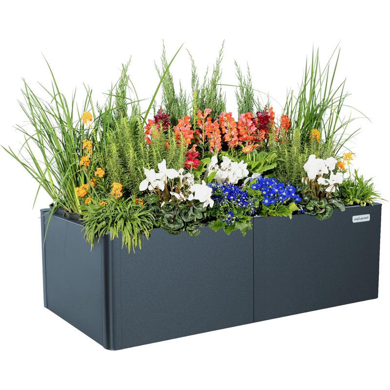 Midnight Blue 17" Tall Metal Outdoor Raised Garden Bed
